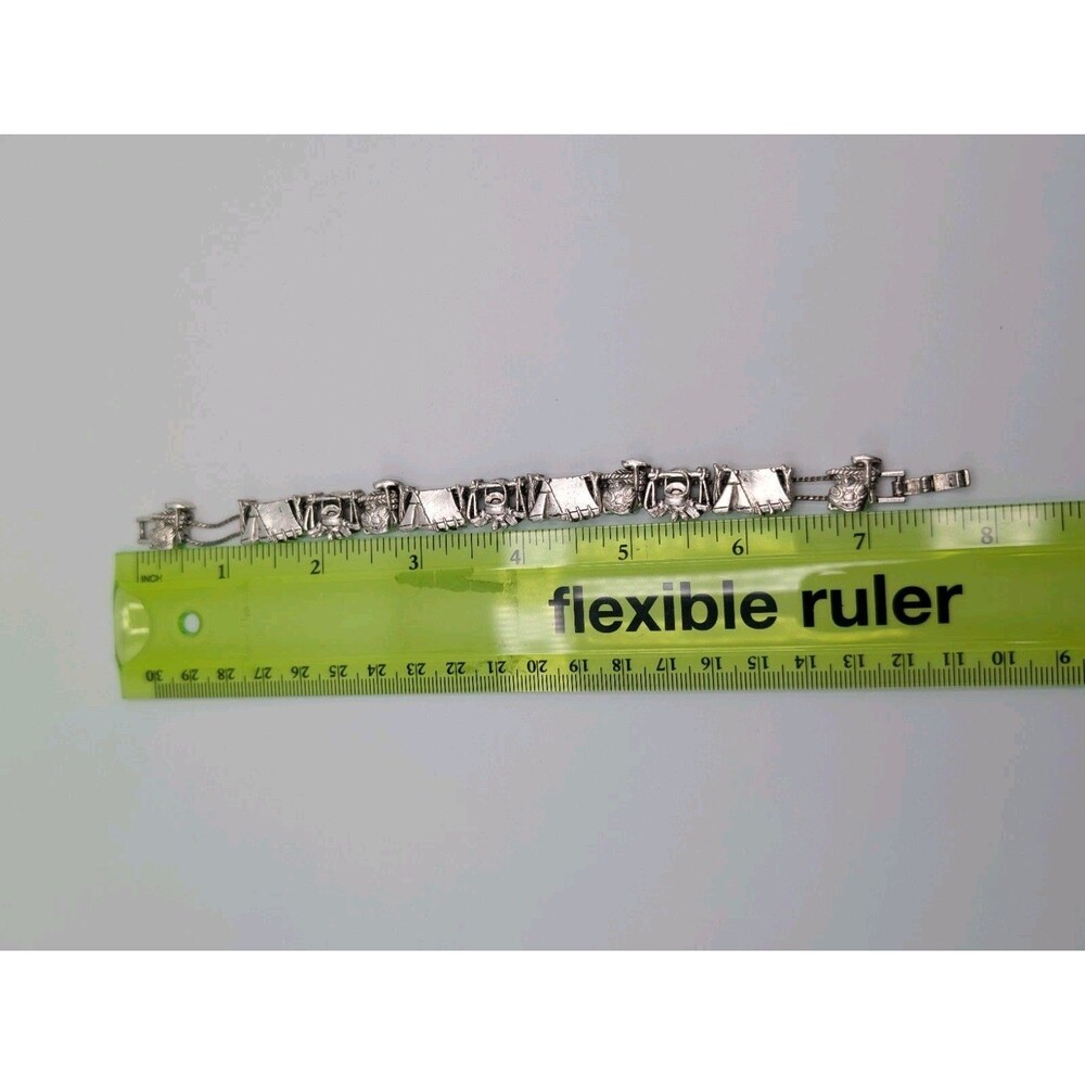 Vintage 90s Tofa BG Silver Tone Heavy Charm Bracelet Slider Camping Tent Kitschy image 9